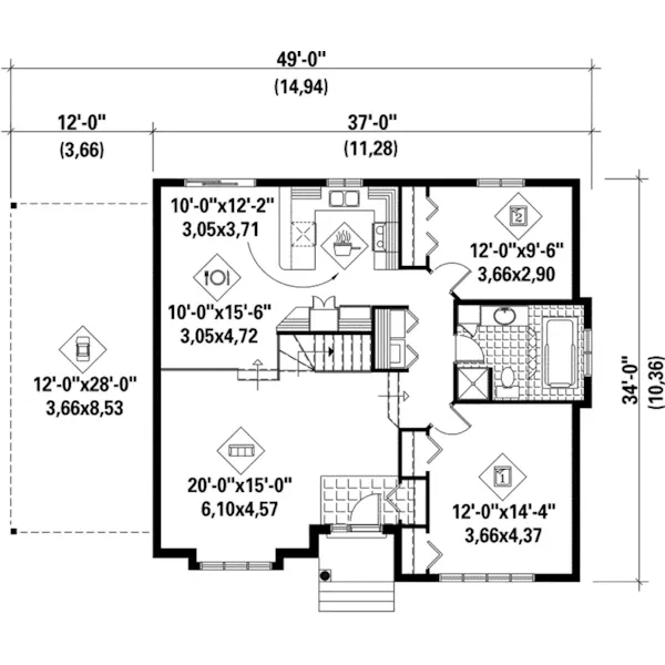 Ranch House Plan First Floor - Lacey Contemporary Home 126D-0099 - Shop House Plans and More