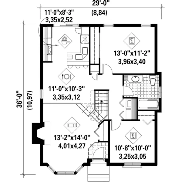 European House Plan First Floor - Guifford Split-Level Home 126D-0104 - Search House Plans and More