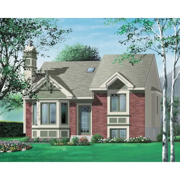 European House Plan Front of Home - Guifford Split-Level Home 126D-0104 - Search House Plans and More