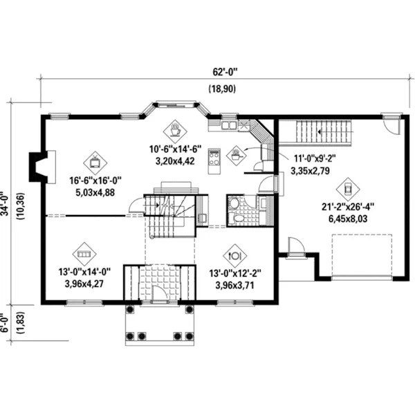 Traditional House Plan First Floor - Fanning Georgian Home 126D-0106 - Search House Plans and More