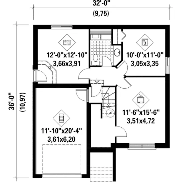 Country House Plan Lower Level Floor - Farway Country Cottage 126D-0107 - Search House Plans and More