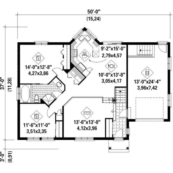 Country House Plan First Floor - Torrance Split-Level Home 126D-0112 - Shop House Plans and More