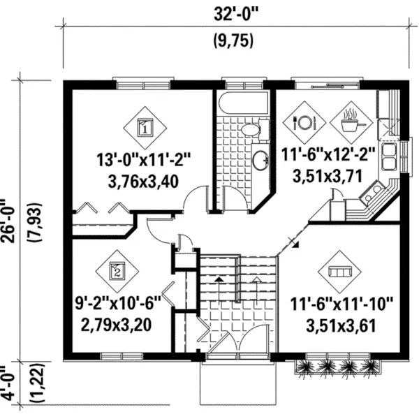 European House Plan First Floor - Candlestick Split-Level Home 126D-0117 - Search House Plans and More