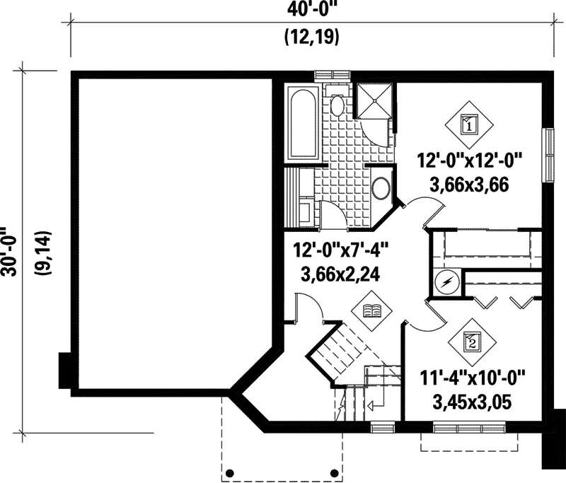 Modern House Plan Lower Level Floor - Posley Split-Level Home 126D-0118 - Shop House Plans and More