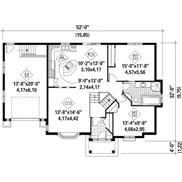 European House Plan First Floor - Sherry Split-Level Home 126D-0119 - Shop House Plans and More