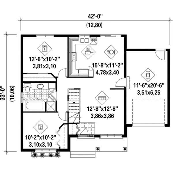 European House Plan First Floor - Swiney Traditional Ranch Home 126D-0120 - Shop House Plans and More