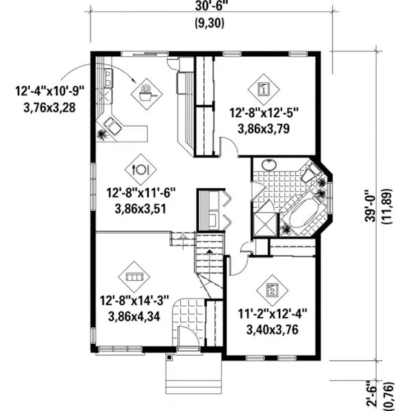 Ranch House Plan First Floor - Abbot Downs Country Home 126D-0122 - Search House Plans and More