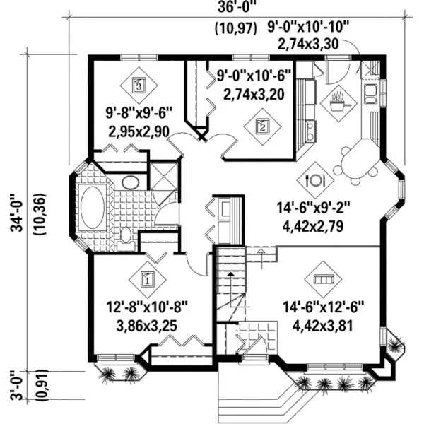 Modern House Plan First Floor - Conners Contemporary Home 126D-0135 - Search House Plans and More