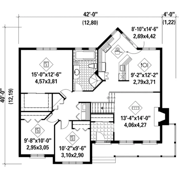 Country House Plan First Floor - Graves Traditional Home 126D-0139 - Search House Plans and More