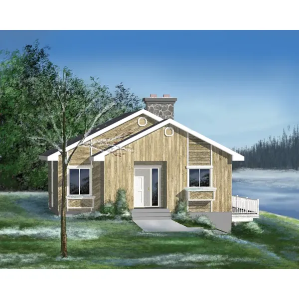 Waterfront House Plan Front of Home - Paisley Cove Rustic Cabin 126D-0140 - Shop House Plans and More