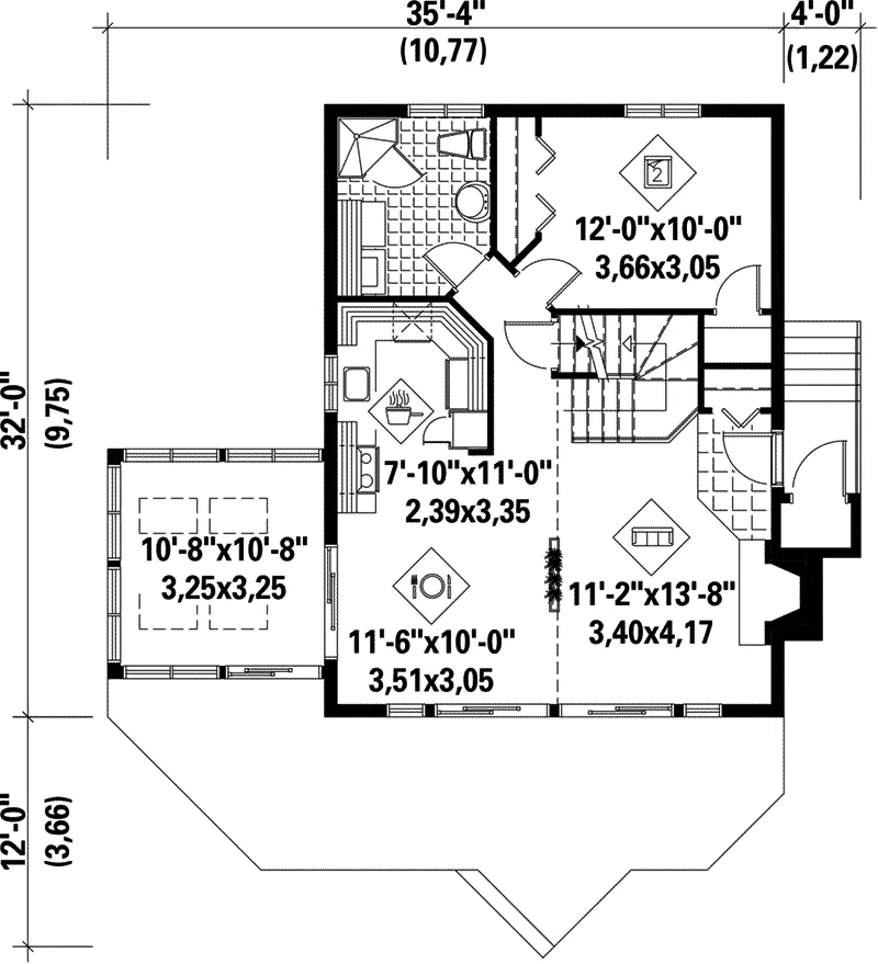 Mountain House Plan First Floor - Holden Peak Rustic Mountain Home 126D-0146 - Search House Plans and More