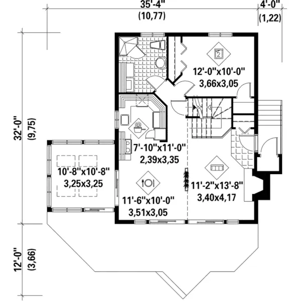 Mountain House Plan First Floor - Holden Peak Rustic Mountain Home 126D-0146 - Search House Plans and More