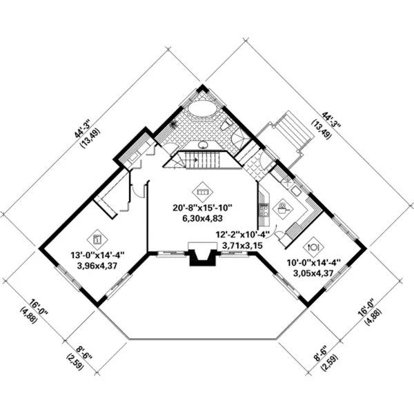 Waterfront House Plan First Floor - Lutz Vacation Home 126D-0147 - Shop House Plans and More