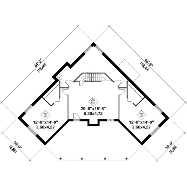 Waterfront House Plan Lower Level Floor - Lutz Vacation Home 126D-0147 - Shop House Plans and More