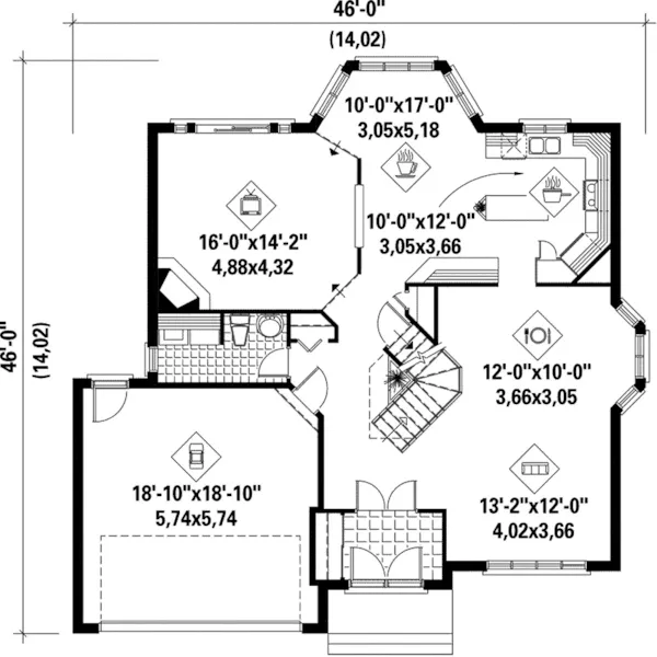 European House Plan First Floor - Watkins Georgian Style Home 126D-0150 - Shop House Plans and More