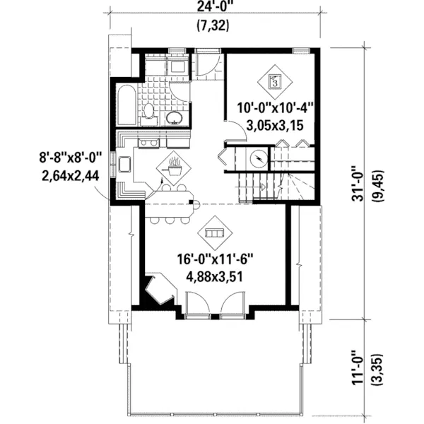 Waterfront House Plan First Floor - Aaron Bay A-Frame Home 126D-0153 - Search House Plans and More