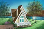 Vacation House Plan Front of Home - Aaron Bay A-Frame Home 126D-0153 - Search House Plans and More