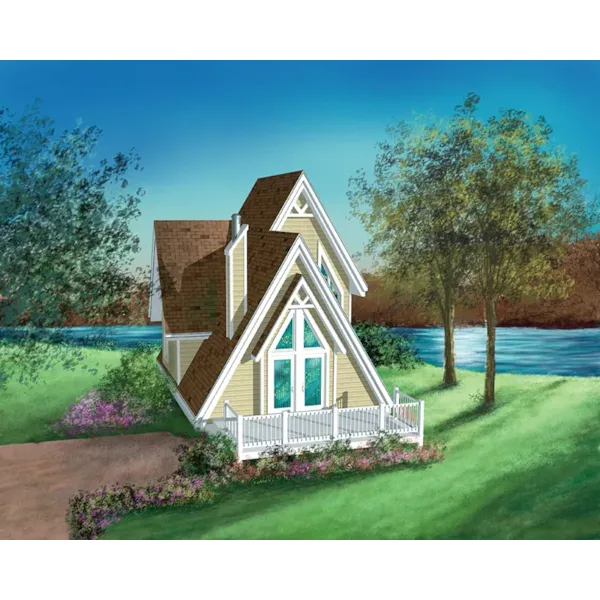 Waterfront House Plan Front of Home - Aaron Bay A-Frame Home 126D-0153 - Search House Plans and More