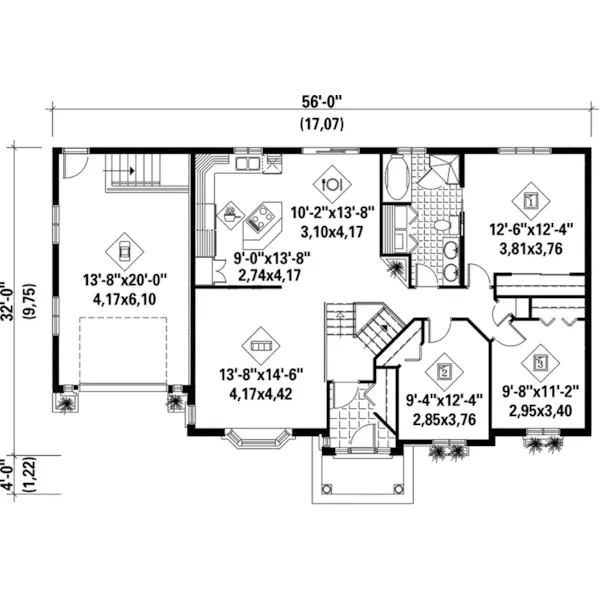 Ranch House Plan First Floor - Casta Split-Level Ranch Home 126D-0169 - Search House Plans and More