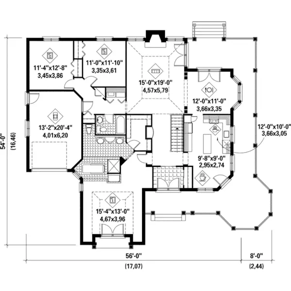 Victorian House Plan First Floor - Earleen Country Victorian Home 126D-0170 - Search House Plans and More