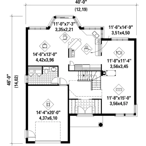 European House Plan First Floor - Elsing Prairie Style Home 126D-0177 - Search House Plans and More