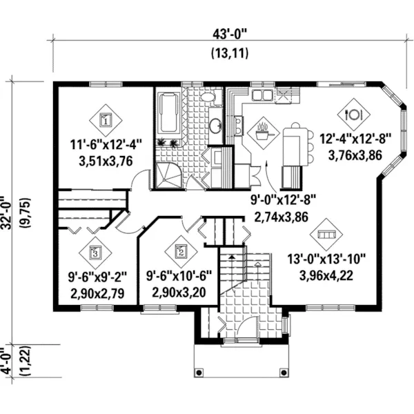 Ranch House Plan First Floor - Wayne Traditional Ranch Home 126D-0186 - Shop House Plans and More