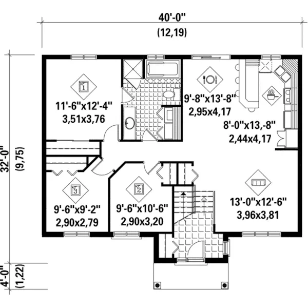 Ranch House Plan First Floor - Lorelle Split-Level Home 126D-0188 - Shop House Plans and More