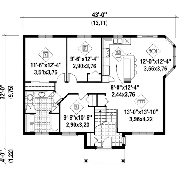 Ranch House Plan First Floor - Flynn Split-Level Home 126D-0189 - Search House Plans and More