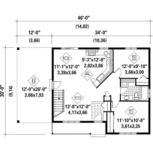 Ranch House Plan First Floor - Granger Country Ranch Home 126D-0192 - Search House Plans and More