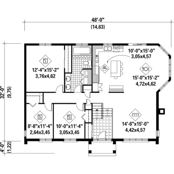 European House Plan First Floor - Huxley Split-Level Ranch Home 126D-0194 - Search House Plans and More