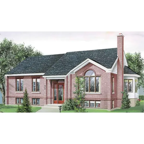 European House Plan Front of Home - Huxley Split-Level Ranch Home 126D-0194 - Search House Plans and More