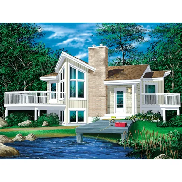 Waterfront House Plan Front of Home - Olson Pass A-Frame Home 126D-0197 - Shop House Plans and More