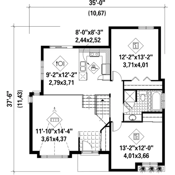 Modern House Plan First Floor - Omari Modern Split-Level Home 126D-0198 - Shop House Plans and More