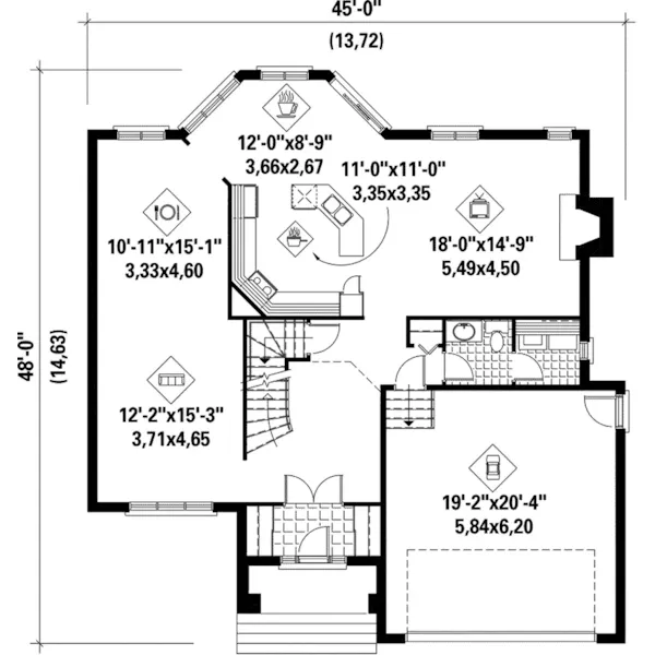 Colonial House Plan First Floor - Rishon Traditional Home 126D-0199 - Shop House Plans and More