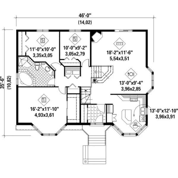 Victorian House Plan First Floor - Vista Raised Sunbelt Home 126D-0204 - Shop House Plans and More