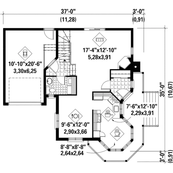 European House Plan First Floor - Crabapple Victorian Home 126D-0206 - Search House Plans and More