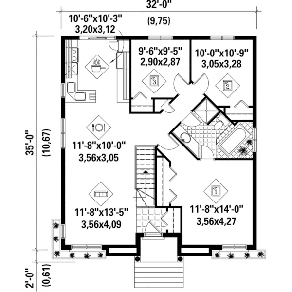 Cape Cod & New England House Plan First Floor - April Country Ranch Home 126D-0209 - Search House Plans and More