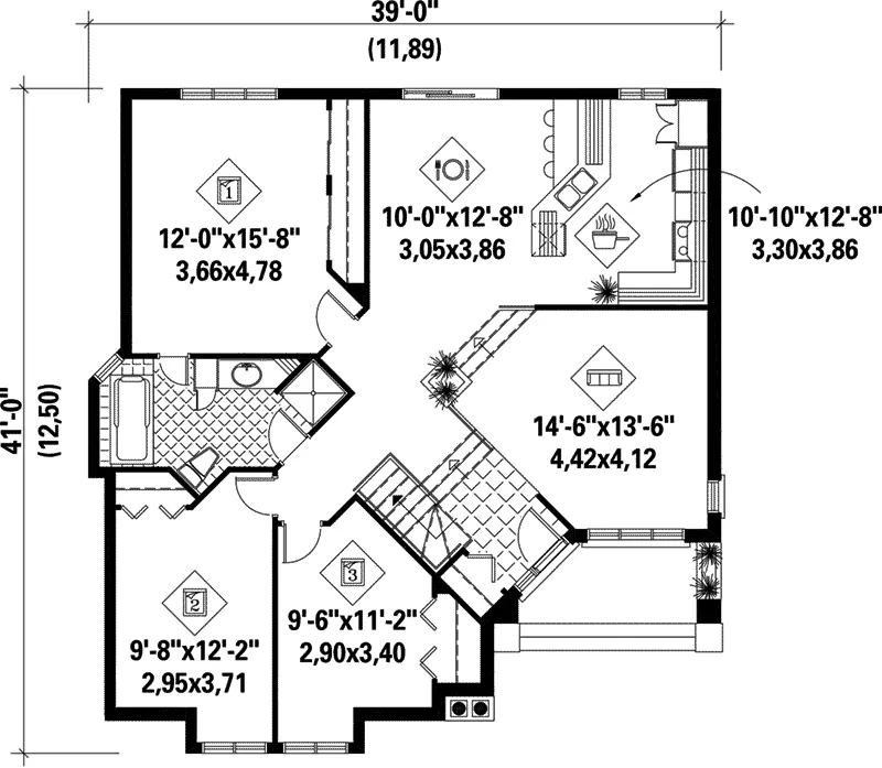 Colonial House Plan First Floor - Lehman Split-Level Home 126D-0211 - Shop House Plans and More