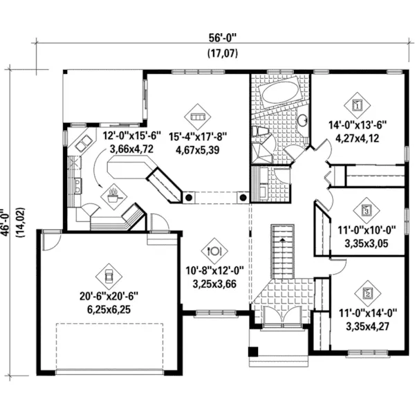 European House Plan First Floor - O'Brien Traditional Ranch Home 126D-0224 - Shop House Plans and More