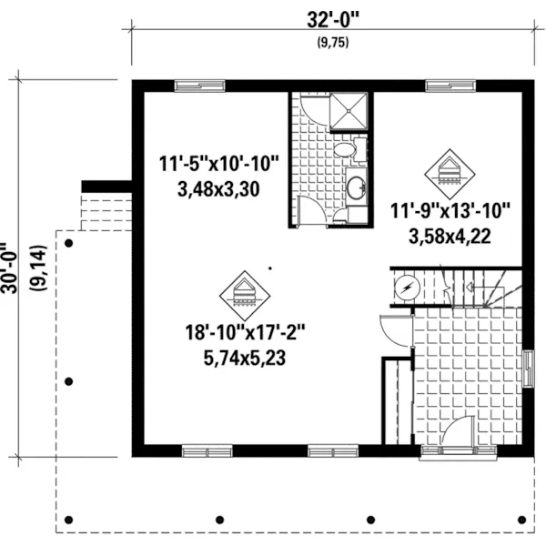 Rustic House Plan Lower Level Floor - Midnight Pass Rustic Cottage 126D-0227 - Shop House Plans and More