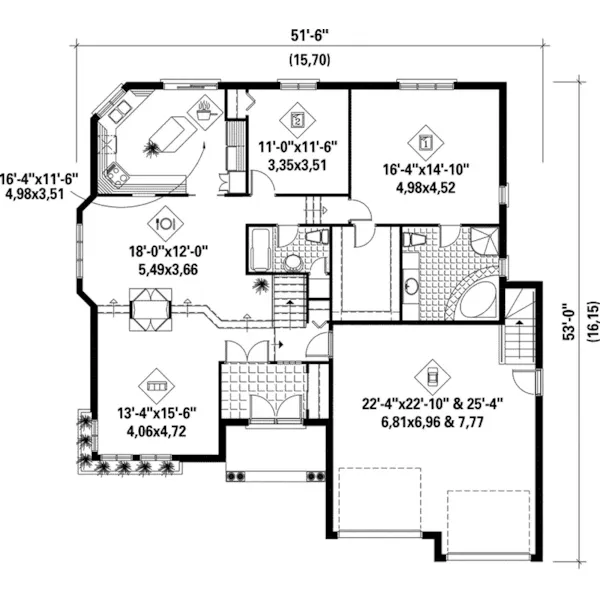 Ranch House Plan First Floor - Romy Traditional Ranch Home 126D-0231 - Shop House Plans and More