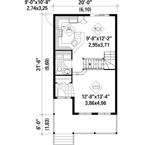 Country House Plan First Floor - Kinley Narrow Lot Country Home 126D-0235 - Search House Plans and More