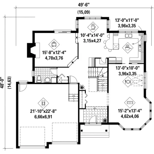 Victorian House Plan First Floor - Hemford Traditional Home 126D-0237 - Search House Plans and More