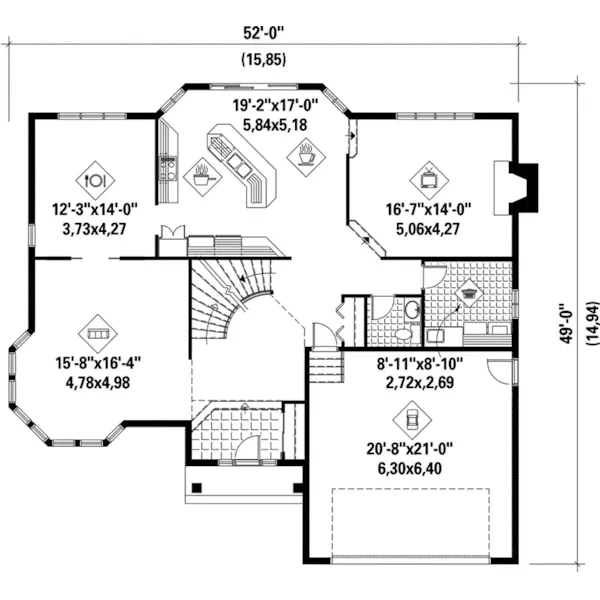 Victorian House Plan First Floor - Carley Crest European Home 126D-0244 - Search House Plans and More