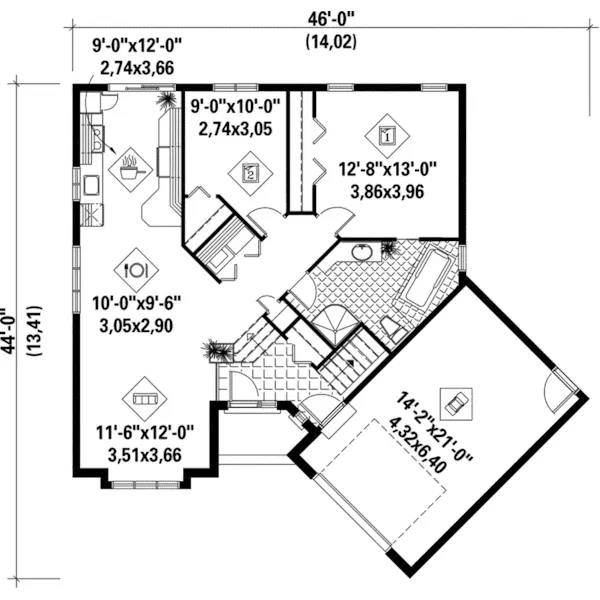 Ranch House Plan First Floor - Bromfield Multi-Level Home 126D-0245 - Search House Plans and More