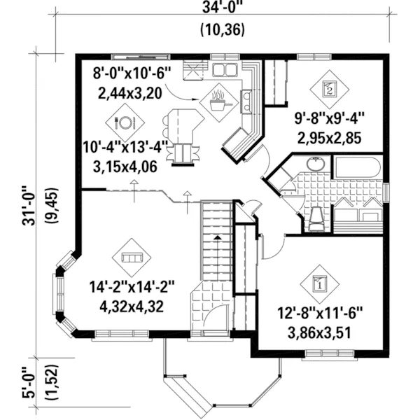 Victorian House Plan First Floor - Fairwood Victorian Ranch Home 126D-0258 - Search House Plans and More