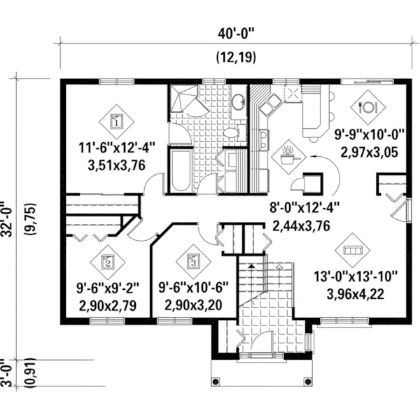 Contemporary House Plan First Floor - Joan Raised Ranch Home 126D-0261 - Search House Plans and More