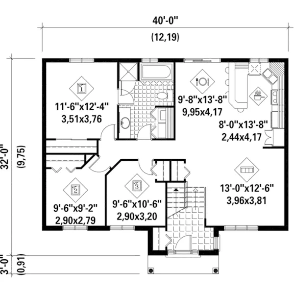 Contemporary House Plan First Floor - Kellyn Contemporary Ranch Home 126D-0262 - Search House Plans and More