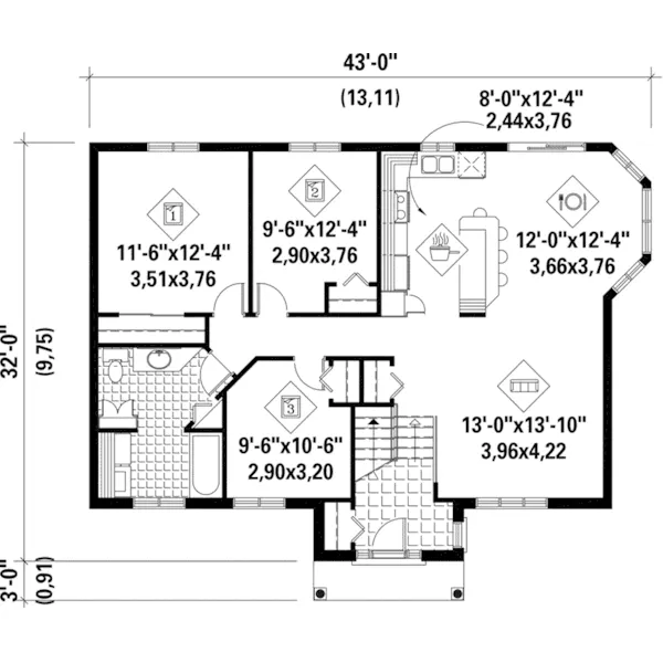 Modern House Plan First Floor - Parley Split-Level Ranch Home 126D-0263 - Shop House Plans and More