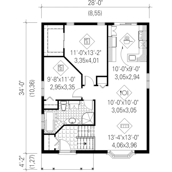 First Floor - Pickfair Split-Level Home 126D-0281 - Shop House Plans and More